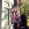 Rat Terrier Two Hearts House Flag Large Porch Sleeve Pole Decorative Outside Yard Banner Artwork Wall Hanging, Polyester, House Size, Multicolor