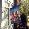 Brussels Griffon Two Hearts House Flag Large Porch Sleeve Pole Decorative Outside Yard Banner Artwork Wall Hanging, Polyester, House Size, Multicolor