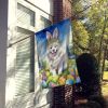 Samoyed Easter Egg Hunt House Flag Large Porch Sleeve Pole Decorative Outside Yard Banner Artwork Wall Hanging, Polyester, House Size, Multicolor