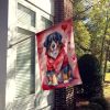 Bernese Mountain Dog My Valentine House Flag Large Porch Sleeve Pole Decorative Outside Yard Banner Artwork Wall Hanging, Polyester, House Size