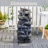 23 Inches Rock Waterfall Outdoor Fountain with LED Lights Stone Garden Fountains Outdoor DÃ©cor for Patio Lawn Backyard Cascading Tiered Outdoor Water