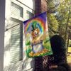 Golden Retriever St Patrick's Day House Flag Large Porch Sleeve Pole Decorative Outside Yard Banner Artwork Wall Hanging, Polyester, House Size