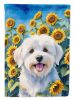 Coton de Tulear in Sunflowers House Flag Large Porch Sleeve Pole Decorative Outside Yard Banner Artwork Wall Hanging, Polyester, House Size