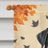 Black Pug Fall House Flag Large Porch Sleeve Pole Decorative Outside Yard Banner Artwork Wall Hanging, Polyester, House Size, Multicolor