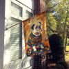 White English Bulldog Fall House Flag Large Porch Sleeve Pole Decorative Outside Yard Banner Artwork Wall Hanging, Polyester, House Size, Multicolor