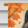 Keeshond Fall House Flag Large Porch Sleeve Pole Decorative Outside Yard Banner Artwork Wall Hanging, Polyester, House Size, Multicolor