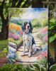 English Setter Spring Path Garden Flag Mailbox Flag Decorative Yard Flag Banner Outside Patio Artwork Yard Flower Beds, Garden Size, Multicolor