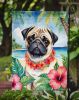 Pug Luau Garden Flag Mailbox Flag Decorative Yard Flag Banner Outside Patio Artwork Yard Flower Beds, Garden Size, Multicolor