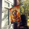 Golden Retriever Fall House Flag Large Porch Sleeve Pole Decorative Outside Yard Banner Artwork Wall Hanging, Polyester, House Size, Multicolor