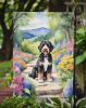 Bernedoodle Spring Path Garden Flag Mailbox Flag Decorative Yard Flag Banner Outside Patio Artwork Yard Flower Beds, Garden Size, Multicolor