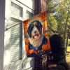 Bearded Collie Fall House Flag Large Porch Sleeve Pole Decorative Outside Yard Banner Artwork Wall Hanging, Polyester, House Size, Multicolor