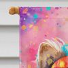Keeshond Hippie Dawg House Flag Large Porch Sleeve Pole Decorative Outside Yard Banner Artwork Wall Hanging, Polyester, House Size, Multicolor