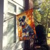 Schnauzer Fall House Flag Large Porch Sleeve Pole Decorative Outside Yard Banner Artwork Wall Hanging, Polyester, House Size, Multicolor