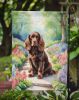 Sussex Spaniel Spring Path Garden Flag Mailbox Flag Decorative Yard Flag Banner Outside Patio Artwork Yard Flower Beds, Garden Size, Multicolor