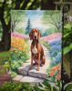 Redbone Coonhound Spring Path Garden Flag Mailbox Flag Decorative Yard Flag Banner Outside Patio Artwork Yard Flower Beds, Garden Size, Multicolor