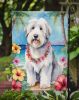 Old English Sheepdog Luau Garden Flag Mailbox Flag Decorative Yard Flag Banner Outside Patio Artwork Yard Flower Beds, Garden Size, Multicolor