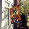 Pit Bull Terrier Fall House Flag Large Porch Sleeve Pole Decorative Outside Yard Banner Artwork Wall Hanging, Polyester, House Size, Multicolor