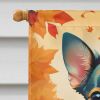 Tricolor Chihuahua Fall House Flag Large Porch Sleeve Pole Decorative Outside Yard Banner Artwork Wall Hanging, Polyester, House Size, Multicolor