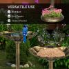 32" Antique Bird Bath Decorative Birdbath Bird Feeder Bowl with Planter Pedestal and Bird Statues, Bronze