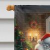 Belgian Sheepdog and Santa Claus House Flag Large Porch Sleeve Pole Decorative Outside Yard Banner Artwork Wall Hanging, Polyester, House Size