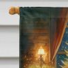Tibetan Mastiff and Santa Claus House Flag Large Porch Sleeve Pole Decorative Outside Yard Banner Artwork Wall Hanging, Polyester, House Size