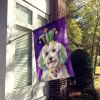 Coton de Tulear King of Mardi Gras House Flag Large Porch Sleeve Pole Decorative Outside Yard Banner Artwork Wall Hanging, Polyester, House Size