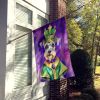 Schnauzer King of Mardi Gras House Flag Large Porch Sleeve Pole Decorative Outside Yard Banner Artwork Wall Hanging, Polyester, House Size, Multicolor