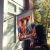 Rhodesian Ridgeback Two Hearts House Flag Large Porch Sleeve Pole Decorative Outside Yard Banner Artwork Wall Hanging, Polyester, House Size