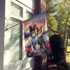Papillon Two Hearts House Flag Large Porch Sleeve Pole Decorative Outside Yard Banner Artwork Wall Hanging, Polyester, House Size, Multicolor
