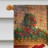 German Shepherd and Santa Claus House Flag Large Porch Sleeve Pole Decorative Outside Yard Banner Artwork Wall Hanging, Polyester, House Size