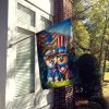 All American Pomeranian House Flag Large Porch Sleeve Pole Decorative Outside Yard Banner Artwork Wall Hanging, Polyester, House Size, Multicolor