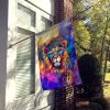 Hippie Animal Lion House Flag Large Porch Sleeve Pole Decorative Outside Yard Banner Artwork Wall Hanging, Polyester, House Size, Multicolor