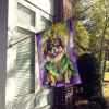 Tibetan Spaniel King of Mardi Gras House Flag Large Porch Sleeve Pole Decorative Outside Yard Banner Artwork Wall Hanging, Polyester, House Size