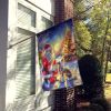 Chinese Crested and Santa Claus House Flag Large Porch Sleeve Pole Decorative Outside Yard Banner Artwork Wall Hanging, Polyester, House Size