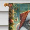 English Setter and Santa Claus House Flag Large Porch Sleeve Pole Decorative Outside Yard Banner Artwork Wall Hanging, Polyester, House Size
