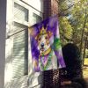 Fox Terrier King of Mardi Gras House Flag Large Porch Sleeve Pole Decorative Outside Yard Banner Artwork Wall Hanging, Polyester, House Size