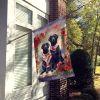 Black Labrador Retriever Two Hearts House Flag Large Porch Sleeve Pole Decorative Outside Yard Banner Artwork Wall Hanging, Polyester, House Size