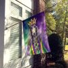 Afghan Hound King of Mardi Gras House Flag Large Porch Sleeve Pole Decorative Outside Yard Banner Artwork Wall Hanging, Polyester, House Size