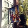 Chesapeake Bay Retriever and Santa Claus House Flag Large Porch Sleeve Pole Decorative Outside Yard Banner Artwork Wall Hanging, Polyester, House Size