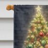 English Bulldog and Santa Claus House Flag Large Porch Sleeve Pole Decorative Outside Yard Banner Artwork Wall Hanging, Polyester, House Size