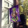 German Wirehaired Pointer King of Mardi Gras House Flag Large Porch Sleeve Pole Decorative Outside Yard Banner Artwork Wall Hanging, Polyester