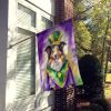 Collie King of Mardi Gras House Flag Large Porch Sleeve Pole Decorative Outside Yard Banner Artwork Wall Hanging, Polyester, House Size, Multicolor