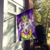 Bedlington Terrier King of Mardi Gras House Flag Large Porch Sleeve Pole Decorative Outside Yard Banner Artwork Wall Hanging, Polyester, House Size