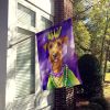 Irish Terrier King of Mardi Gras House Flag Large Porch Sleeve Pole Decorative Outside Yard Banner Artwork Wall Hanging, Polyester, House Size