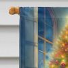 Australian Shepherd and Santa Claus House Flag Large Porch Sleeve Pole Decorative Outside Yard Banner Artwork Wall Hanging, Polyester, House Size