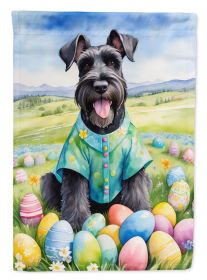 Giant Schnauzer Easter Egg Hunt House Flag Large Porch Sleeve Pole Decorative Outside Yard Banner Artwork Wall Hanging, Polyester, House Size