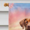 Vizsla Two Hearts House Flag Large Porch Sleeve Pole Decorative Outside Yard Banner Artwork Wall Hanging, Polyester, House Size, Multicolor