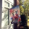 Whippet Two Hearts House Flag Large Porch Sleeve Pole Decorative Outside Yard Banner Artwork Wall Hanging, Polyester, House Size, Multicolor