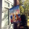 Golden Retriever Two Hearts House Flag Large Porch Sleeve Pole Decorative Outside Yard Banner Artwork Wall Hanging, Polyester, House Size, Multicolor