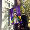 Tibetan Terrier King of Mardi Gras House Flag Large Porch Sleeve Pole Decorative Outside Yard Banner Artwork Wall Hanging, Polyester, House Size